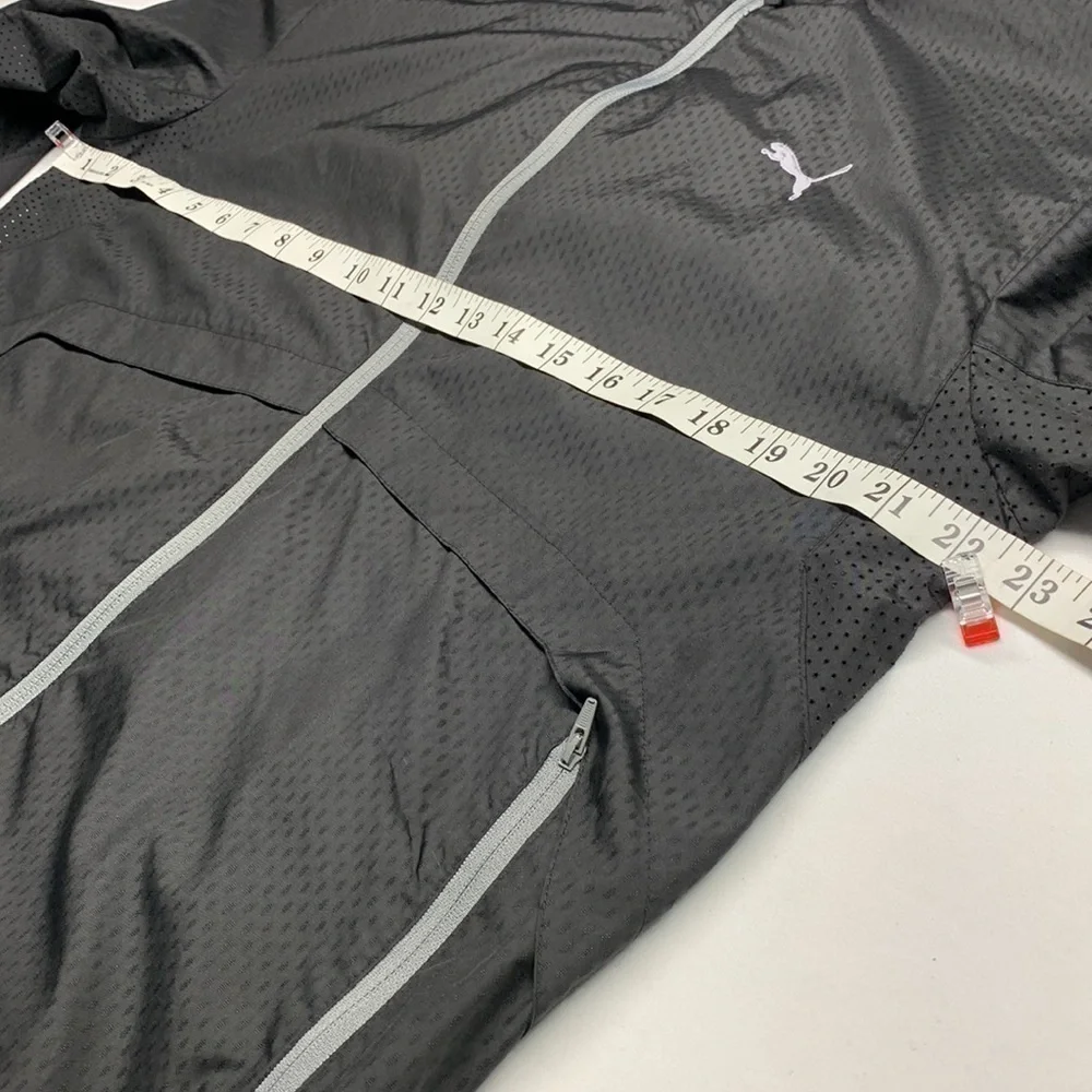 Puma Sport Life Style Wind Breaker Jacket Elasticized Waist Black Size Medium - Picture 13 of 15